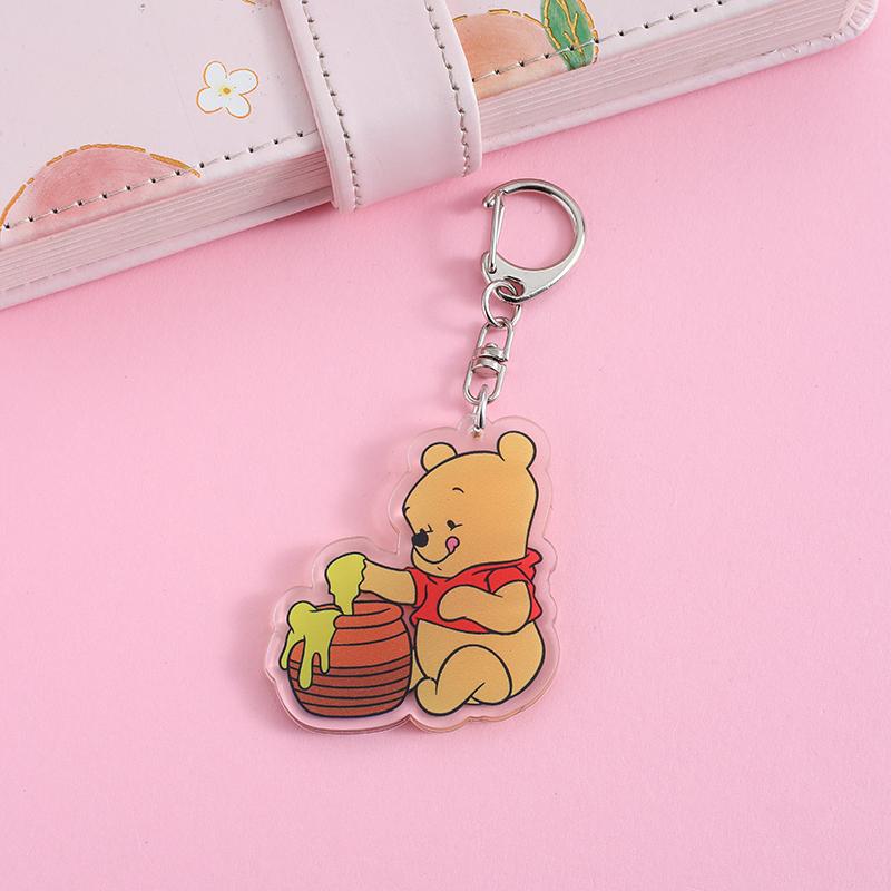 1/12Pcs Disney Winnie the Pooh Acrylic Car Keychain Cute Backpack Pendant Funny Bag Charms Accessories Decoration Holiday Gifts