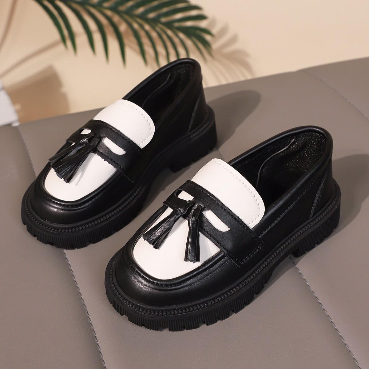 

Kids Flat Shoes with Sweet Tassels Girls Princess Shoes Round Toes Soft Bottom Autumn New Children Princess Shoes Slip-on 26 чёрный