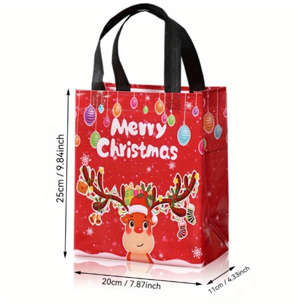 Large Christmas Gift Bags 6 Pack - Reusable Non-Woven Christmas Gift Bags with Handles for Holiday Xmas Party Gifts Wrapping
