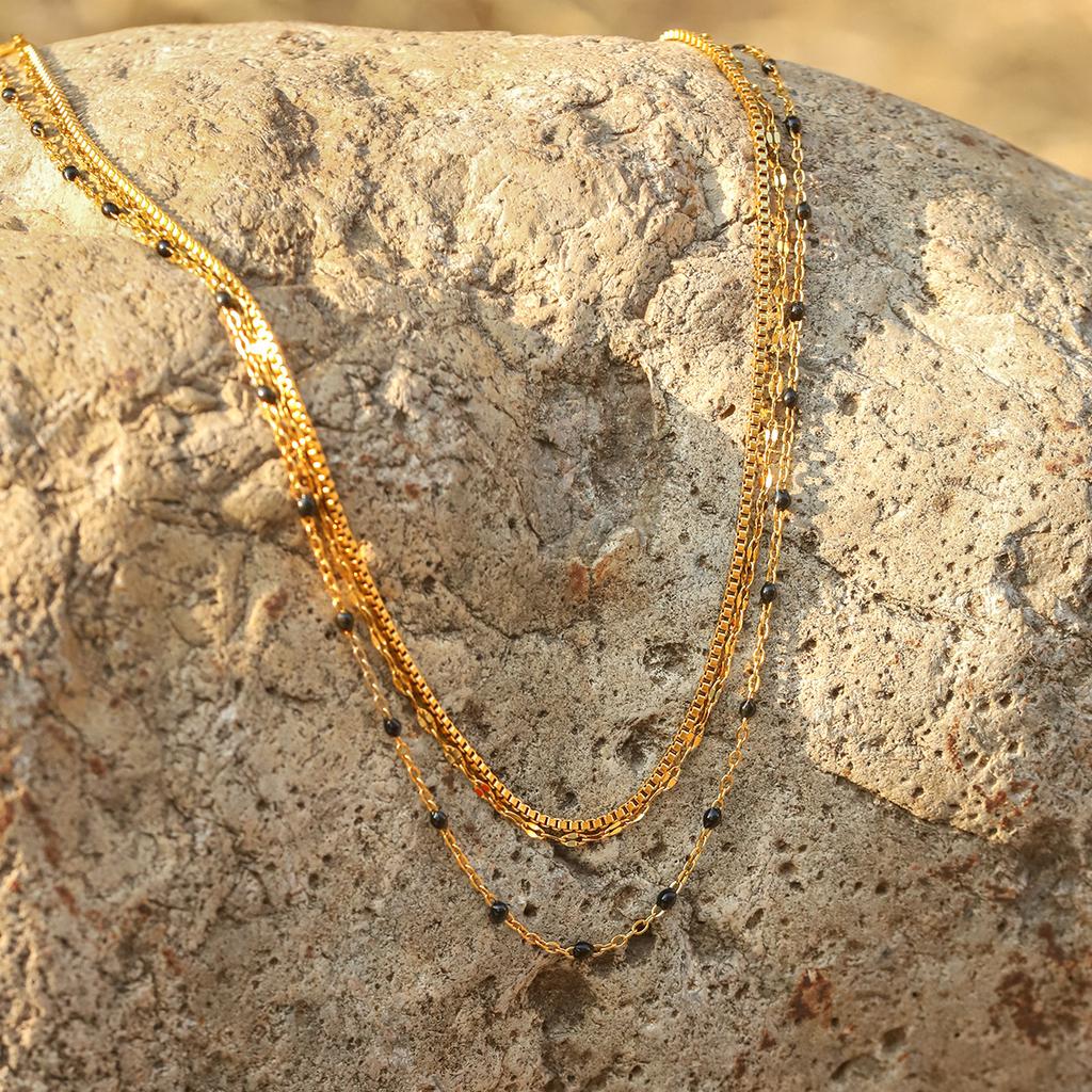 Three Layer Titanium Steel French Vintage Necklace Minimalist Design Collarbone Chain Long Lasting Jewelry