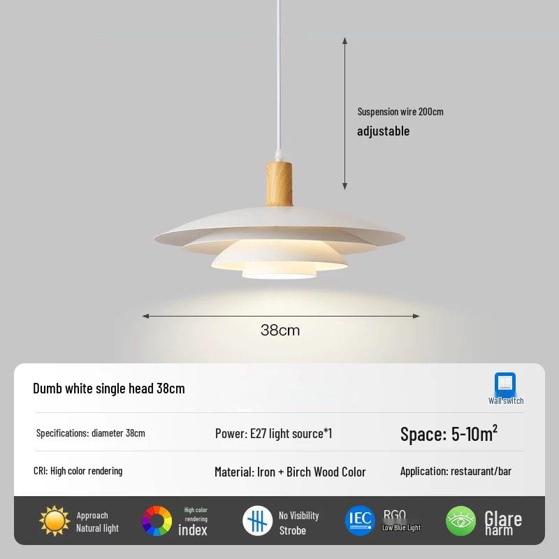 

Датский дизайнерский подвесной светильник НЛО из массива дерева - Японский Ваби-саби Защита глаз для столовой Flicker-free three-color light
