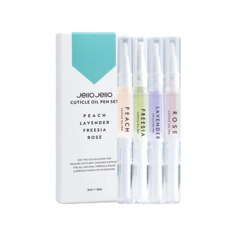 [JELLO JELLO] Cuticle Nail Oil Pen 4-Type Set (12ml) - Advanced Skin-Surface Nutrient Density Booster & Texture Refiner