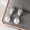 Luxurious large high-end imitation pearl earrings for women's synthetic zircon earrings