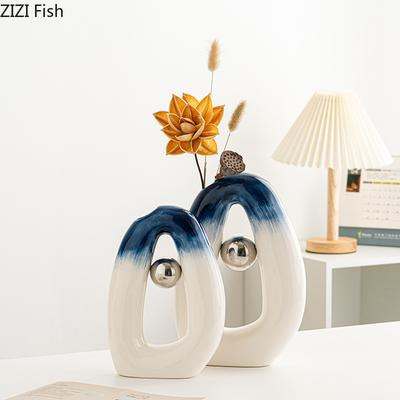 Moderne Trockenblumen-Vase Handwerk Ornamente Kreative Keramikvase Foyer Dekoration Kunst Blumenarrangement Wohnaccessoires