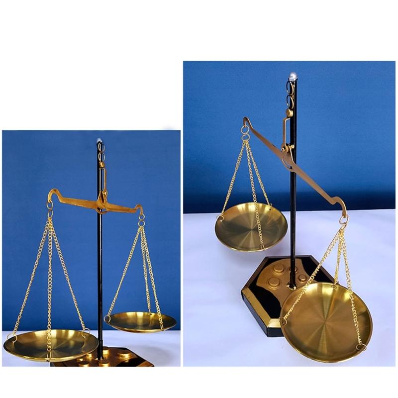 Antique Metal Balance Sculpture Vintage Justice Libra Scale Statue for Elegant Farmhouses Home and Office Decoration