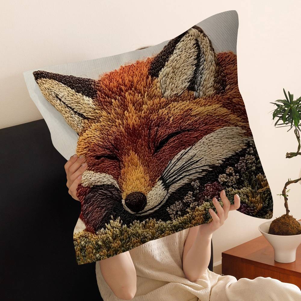 Anime Fox Printed Cushion Cover Inches Farmhouse Decor Home Throw Pillow Covers for Couch Decorations