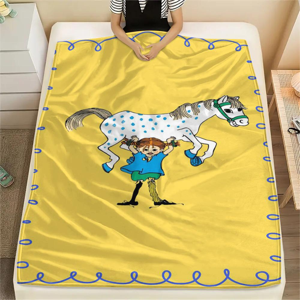 1PC Pippi Longstocking Patterned Flannel Blanket Suitable For All Seasons for Home Decor Warmth and Comfort Gifts Holiday Present