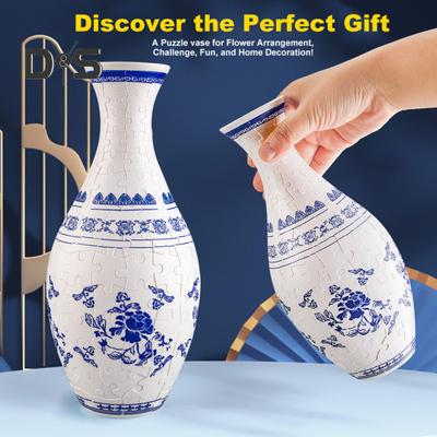3D Jigsaw Puzzle Vase DIY Handmade Flower Castle Sea Wave Boat Print Floral Plants Holder Container Kids Educational Puzzle Building Toy