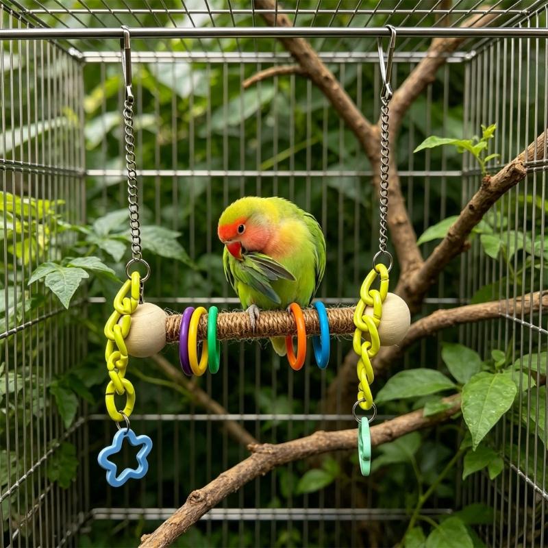 Handmade Wooden Bird Swing Stand For Cockatiels Finches And Pet Birds Measuring 14 By 23