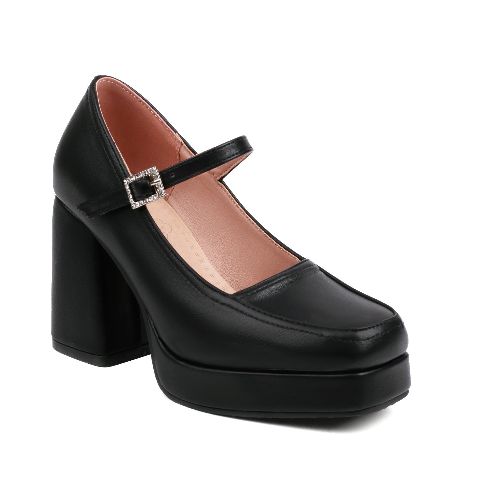 

Q/Жіночі туфлі на високих підборах, модна водонепроникна платформа, товстий каблук, великий розмір, неглибокий горловина, низькі туфлі 41 чорний