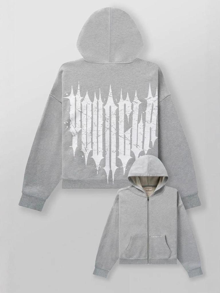 YOUNGLA Herren Kapuzenpullover mit Reißverschluss im amerikanischen Stil für Joggen & Fitness