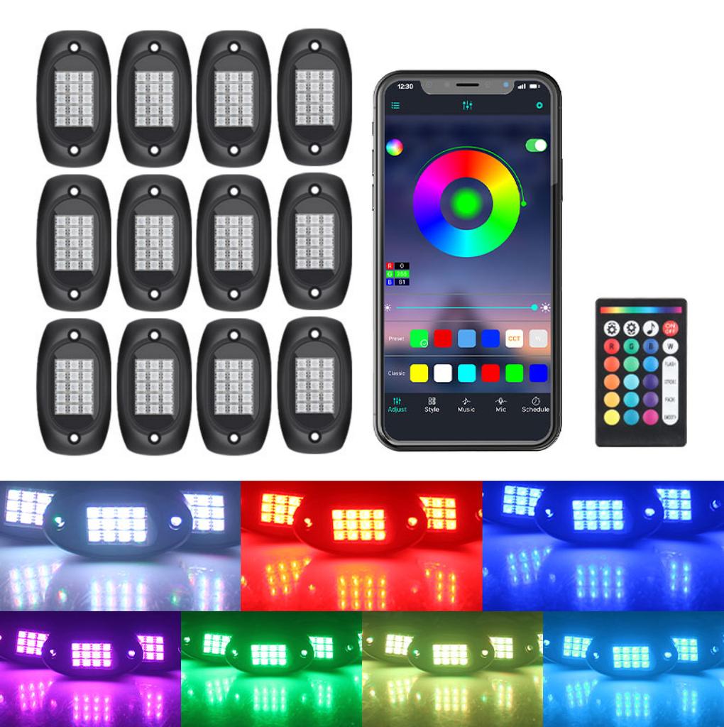 4/5/6/8/12 In 1 RGB LED Rock Lights for Truck Off Road Car Chassis Decorative Ambient Lights Underbody Neon LED Atmosphere Lamp