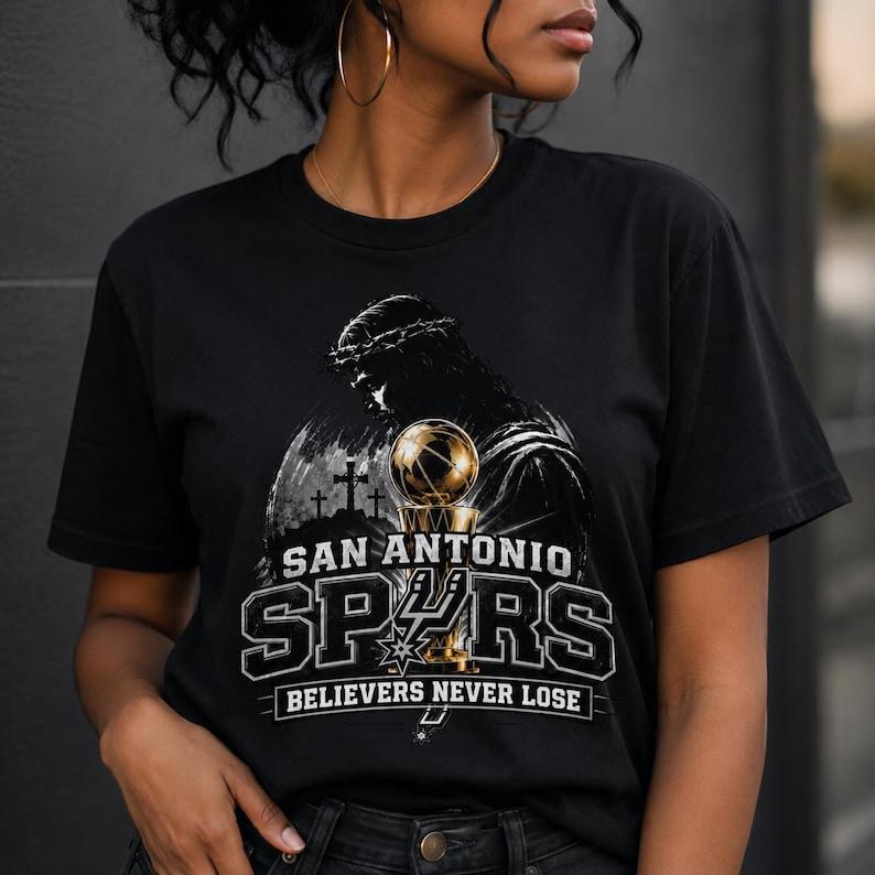 San Antonio Spurs NBA Faith Shirt, Believers Never Lose Christian Basketball Tee S