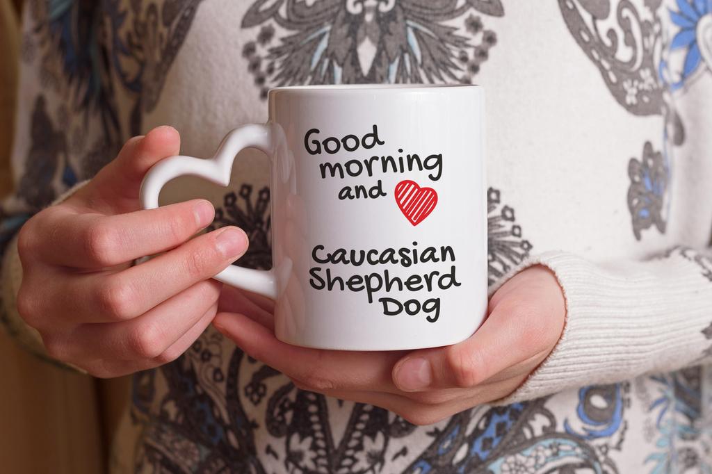Caucasian Shepherd Dog, Caucasian Ovcharka - cup with a dog, adorable cup with a heart-shaped handle, universal gift from the Art-Dog brand