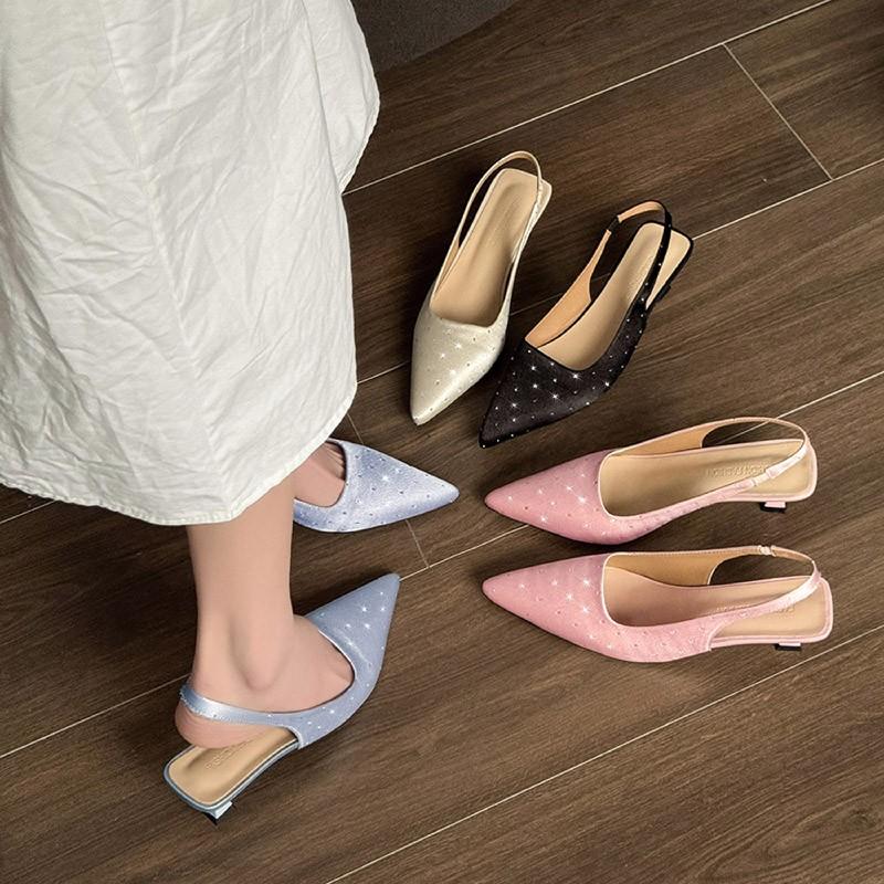 Fashion New Style Popular Women Sandals Pointed Toe Elegant Low-heel Shoes Summer Fashion Slingback Woman Mules Shoes Pumps Dress Shoes