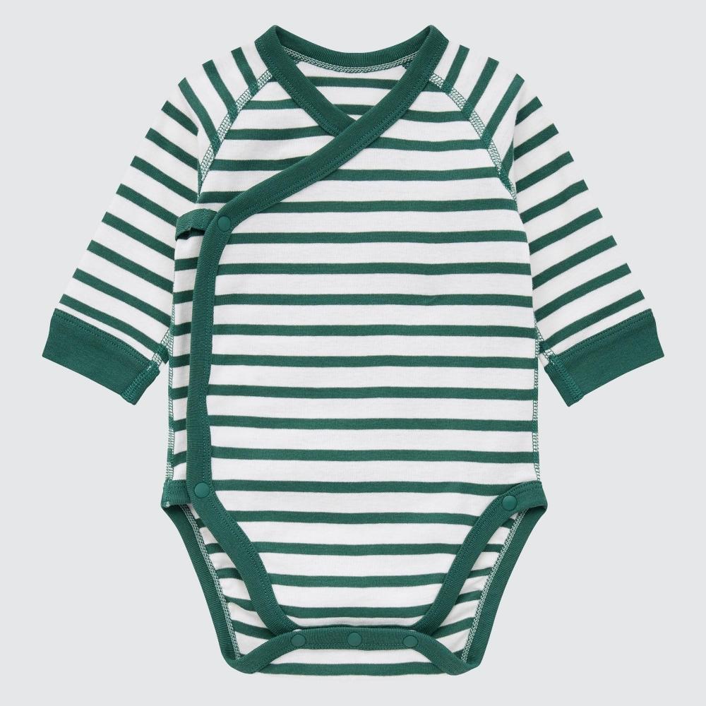 Uniqlo Japan Bodysuit  Bordered  Long Sleeves  Open Front 