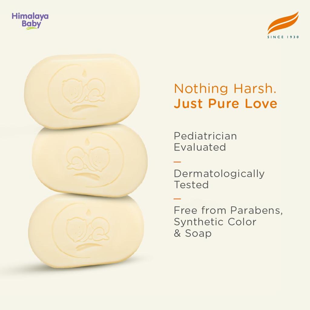Himalaya Baby Bar with Pure Cow Ghee and Aloe Vera, Gentle Soap-Free Bar for Sensitive Newborn Skin, 125g Pack of 1