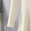 Women Autumn Winter High Neck Long Sleeve Solid Color Slim Knit High Waist Chic Dress