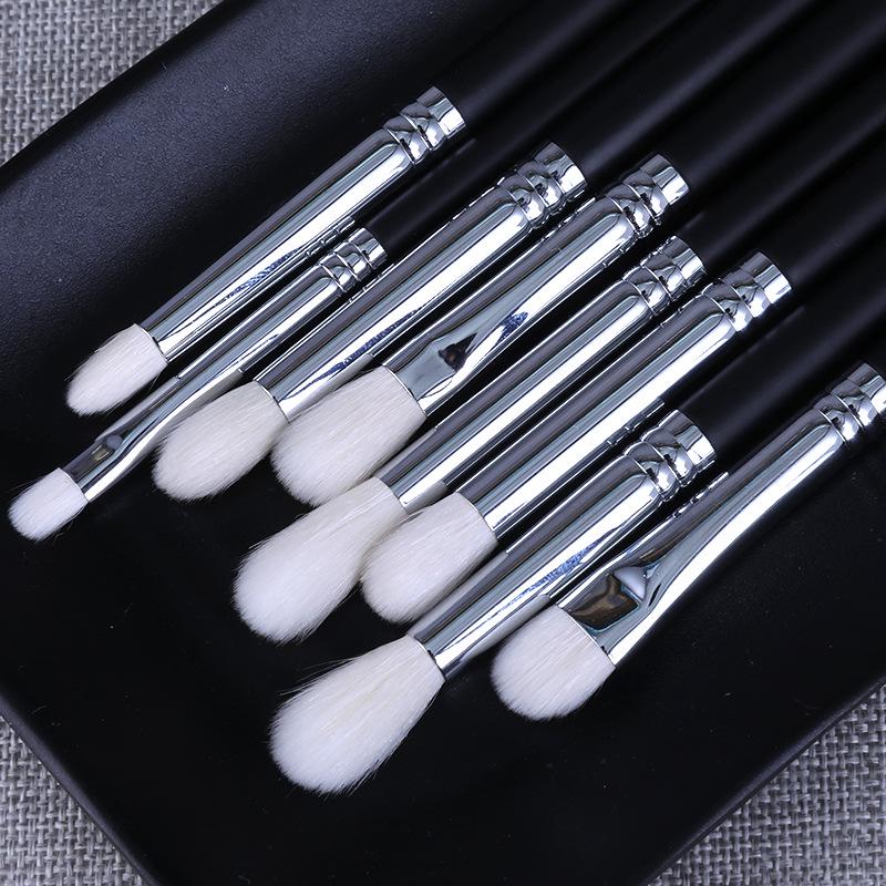 8-Piece Eye Makeup Brush Set: Fiber & Wool Shadow and Blending Brushes