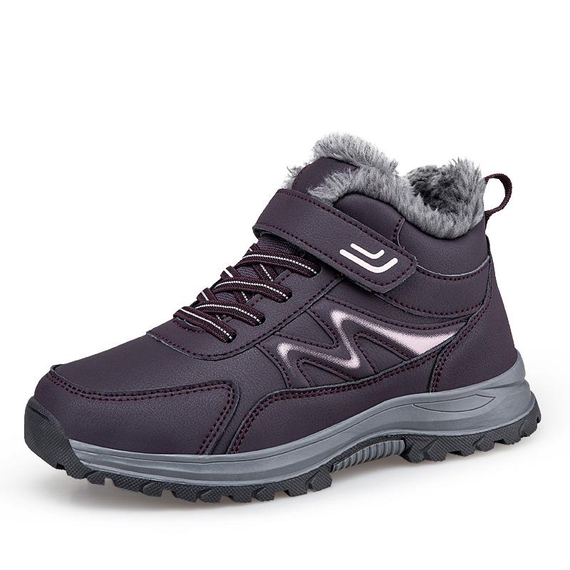 Leather waterproof velvet thickened warm shoes winter new high-top cotton shoes 36