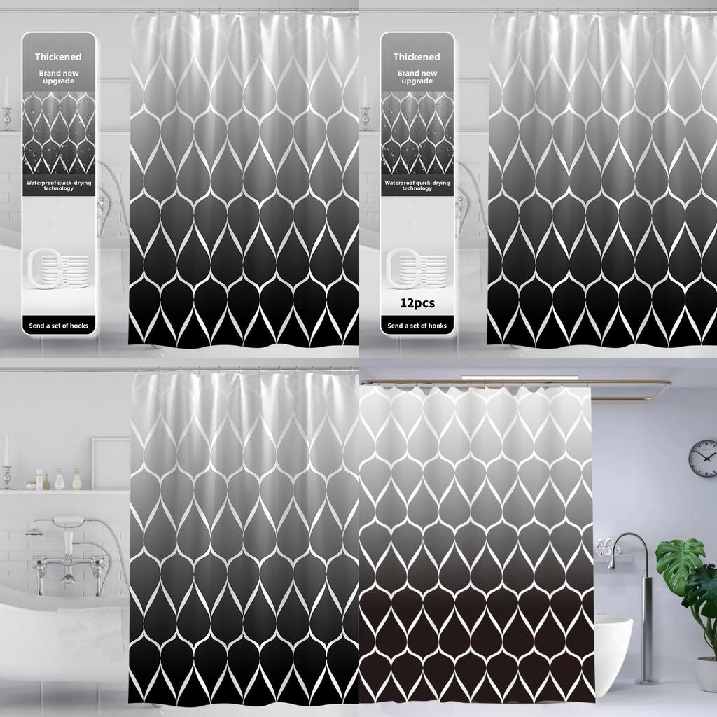 Simplistic Waterproof Shower Curtain Made Of Thick Polyester Cloth For Bathroom Decor And Hygiene