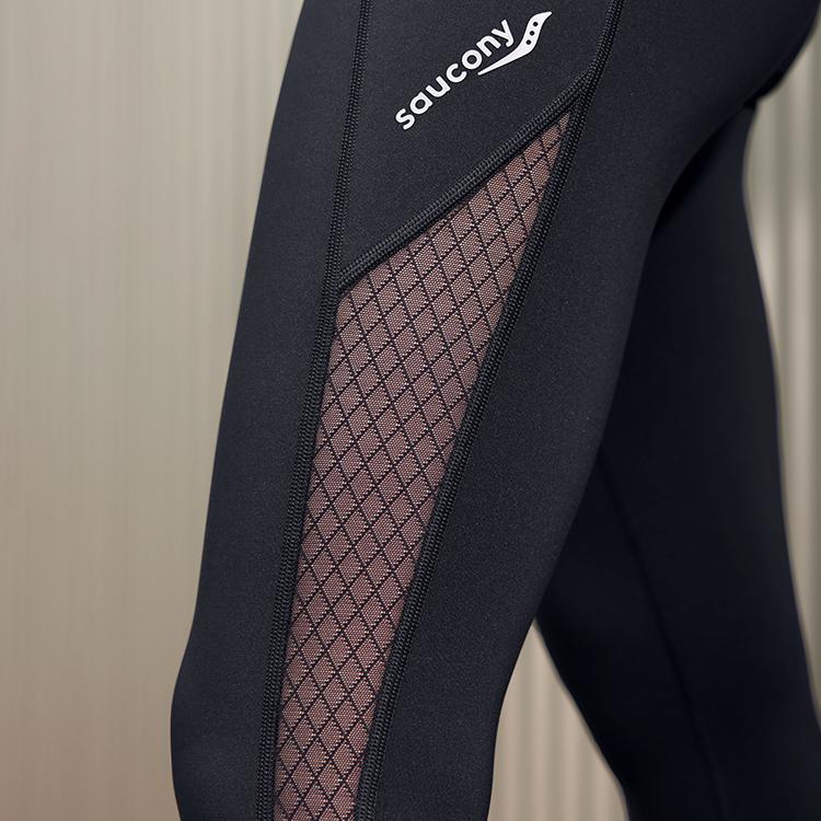 SAUCONY Solid High Waist Tight Nine Point Sports Leggings Women Leggings Black SC1249130B-BK01