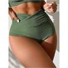 European and American Solid Color Split Swimsuit Gathers Sexy High-waisted Beach Swimsuit Bikini