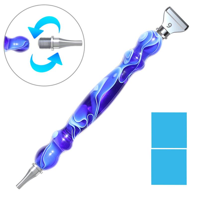 Swirl Resin Diamond Painting Pen Double-Ended Drill Pen with 2 Metal Tips Ergonomic Handle for 5D Diamond Art Craft