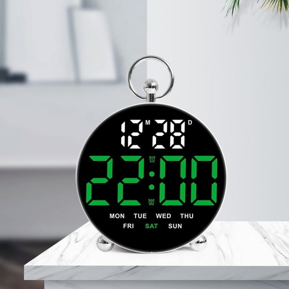 Large-Screen Digital Alarm Clock Round Shape Table Clock Creative Electronic Clock Desktop Use
