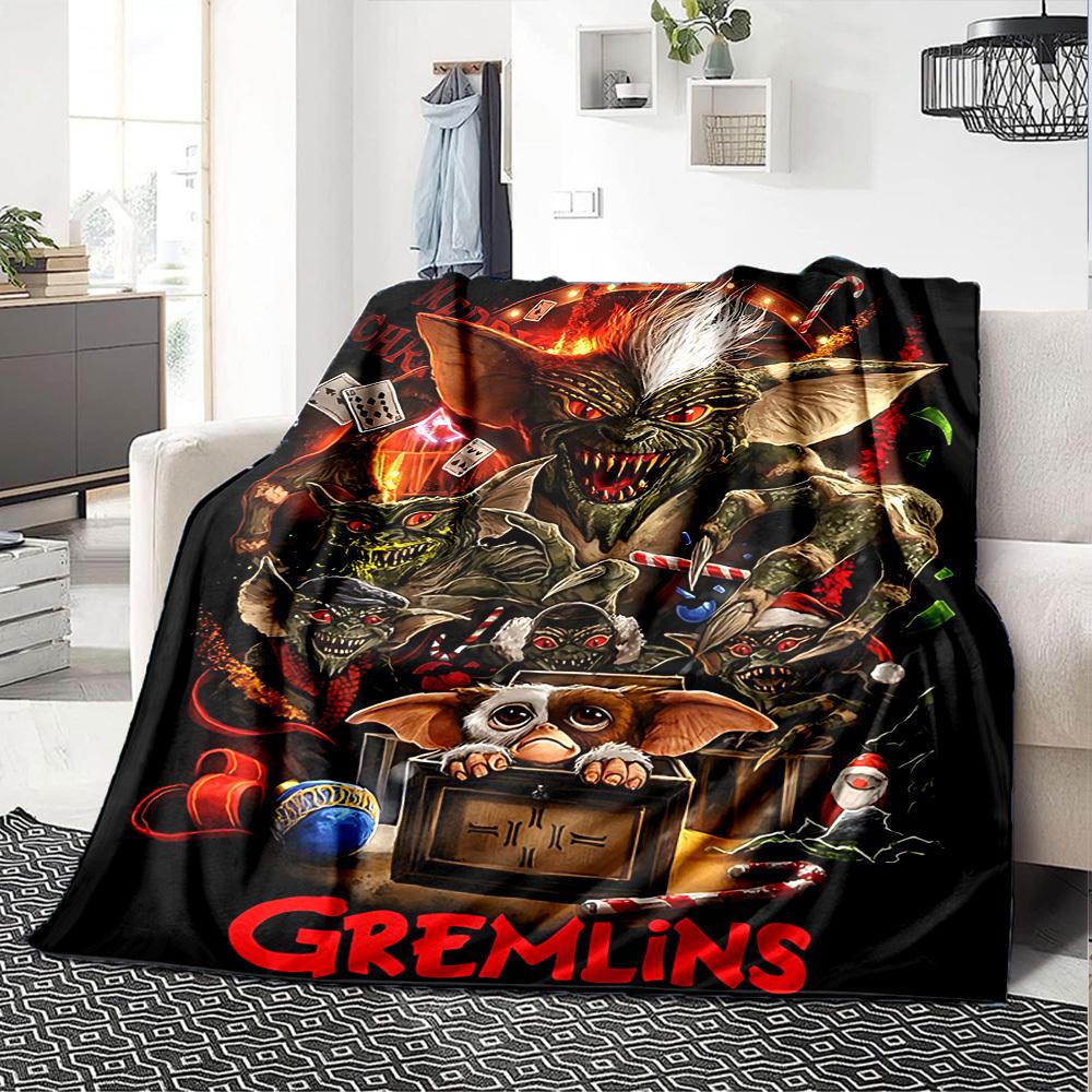 1pc Gremlins Christmas Throw Blanket Soft Flannel, Cozy All Season Polyester Perfect for Home, Office
