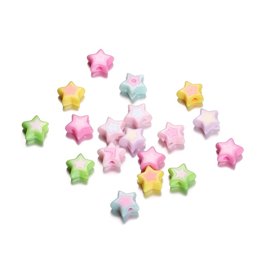 50/100pcs 9*9.5mm Colourful Five-pointed Star Acrylic Loose Spacer Beads for Jewelry Making DIY Handmade Bracelets Accessories