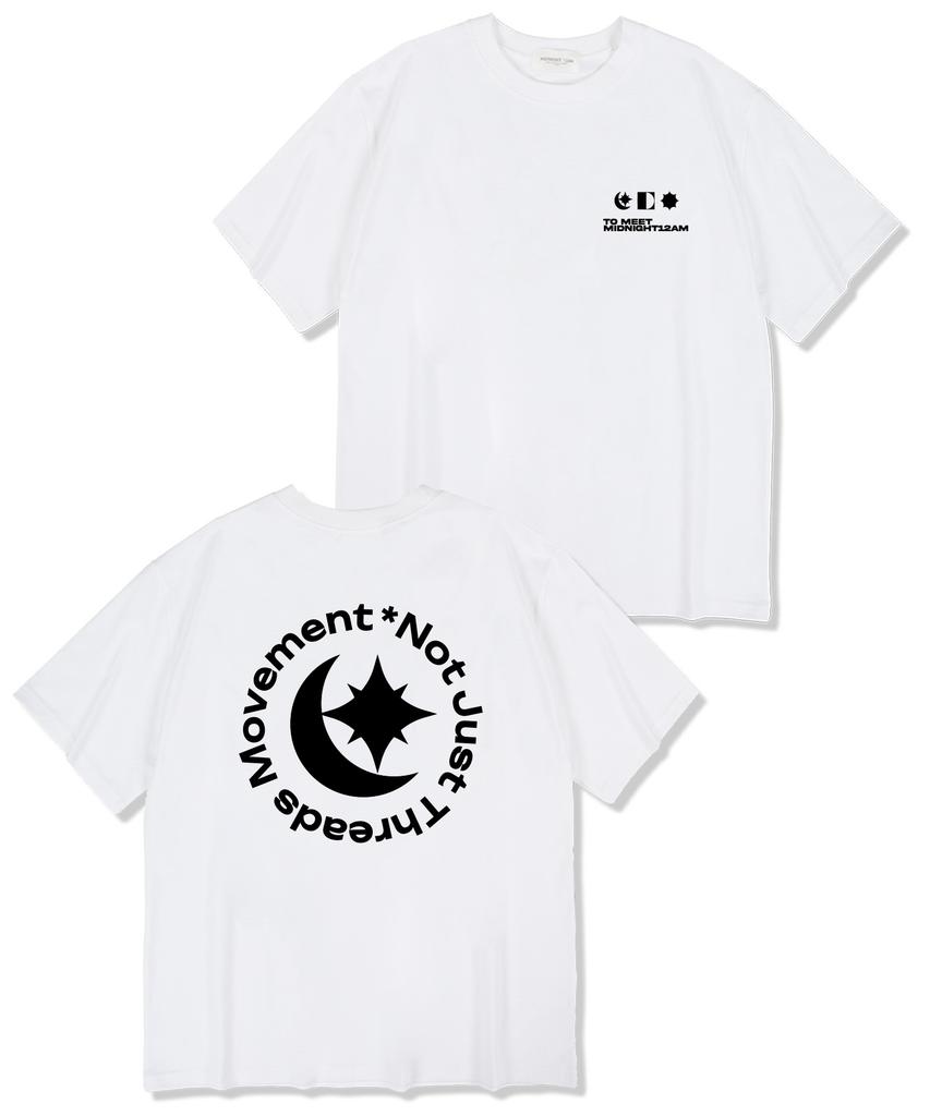 MIDNIGHT12AM Symbol To Moon Oversized Short Sleeve T-Shirt White