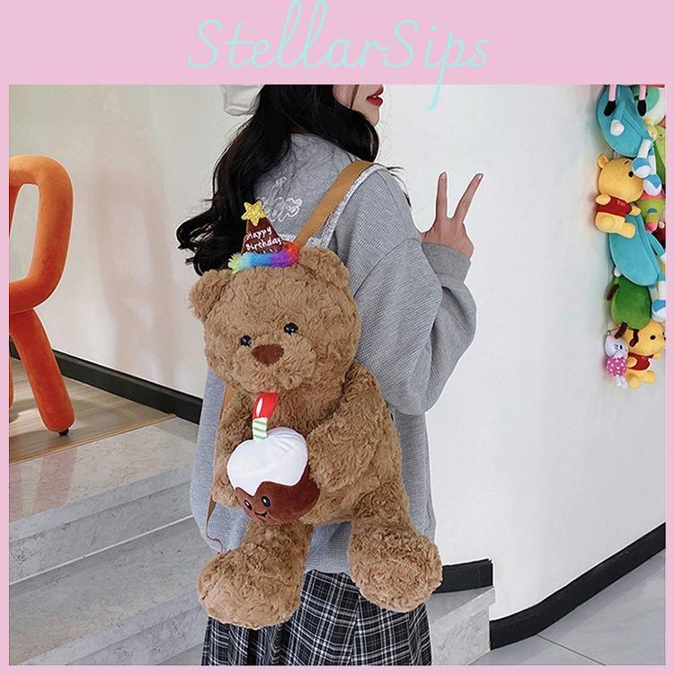 Fashion Cake Plush Teddy Bear Bag With Inner Phone Pocket For Casual Outings