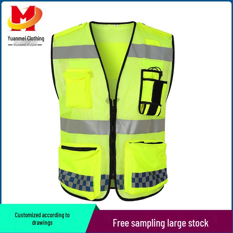 

Custom Multi-Pocket Reflective Safety Vest with Images for Construction and Highway Use One Size флуоресцентный зеленый