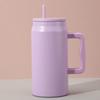 Large Capacity Travel Cup with Handle & Straw, Leak-Proof, Portable, Fits Car Cup Holder, Ice Cooler Function