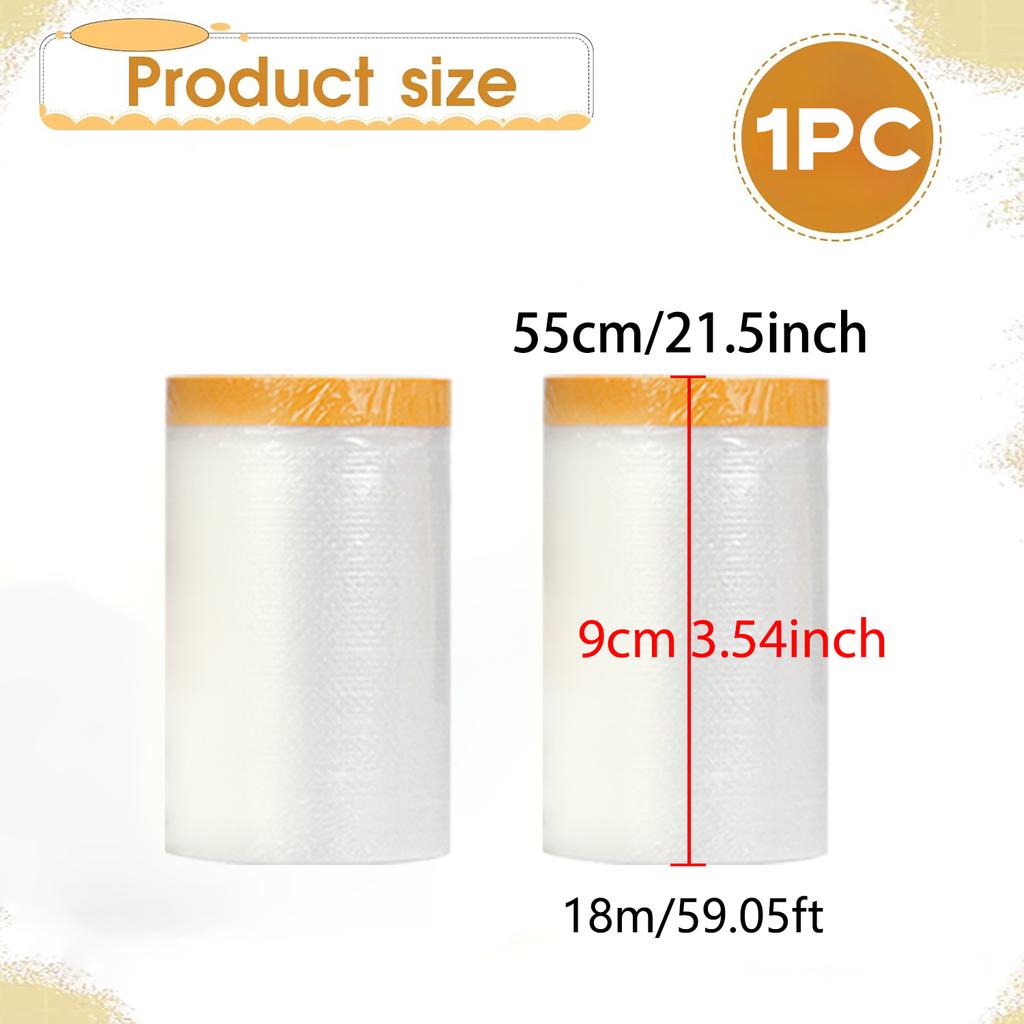 Protective Pre-Taped Masking Film, Dust-Proof Paint Cover for Car, Furniture, and Floor Protection