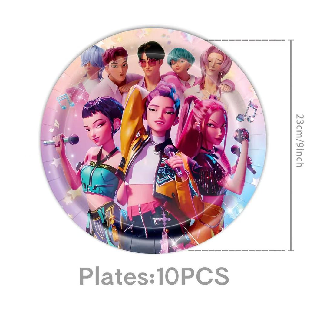 Kpop Demon Birth Date Celebration Decoration Hunter Group Birth Date Celebration Supplies Huntrix Kpop Anime Cake Topper Balloons Hanging Flag