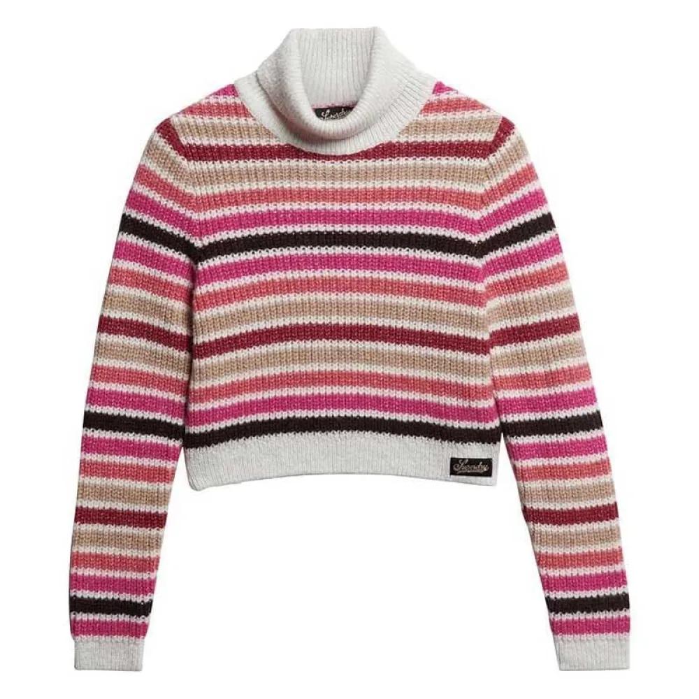 Superdry Stripe Crop High Neck Jumper