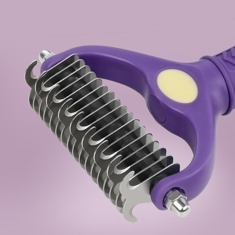 Foldable Double Sided Dog Brush Knife Knot Opening Dematting Undercoat Rake for Thick Hair Pets Hair Remover Furminator Perros
