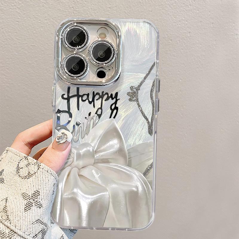 Silk Bow Is Suitable for Apple 16 Phone Cases, 15promax, 13 Light Luxury, 14 High-end Feel, 11 with Stand