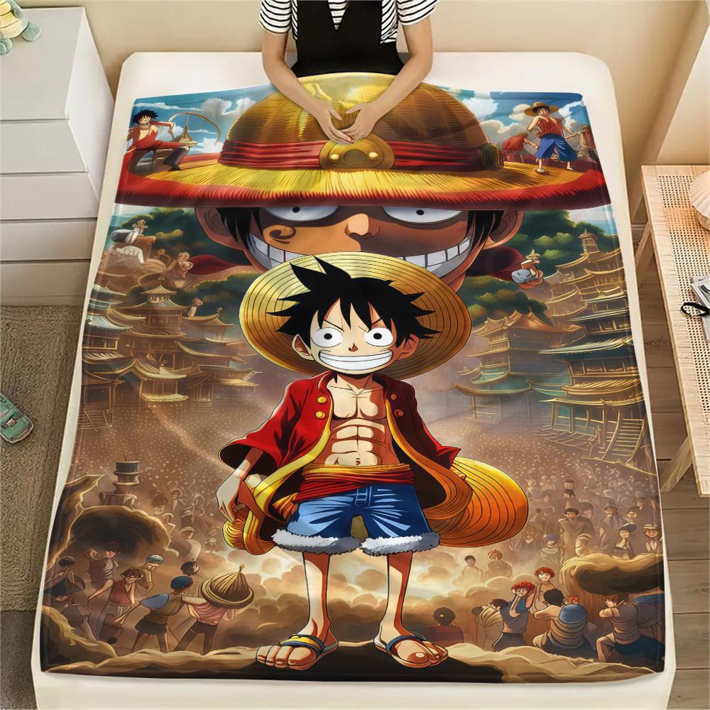 ONE PIECE Monkey D. Luffy Flannel Blanket Trendy Print Fit For Bed Sofa Bedroom Chair Picnic Travel -HE45