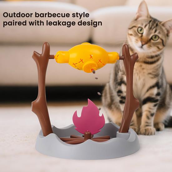 Cats Puzzle Feeder Interactive Treat Dispenser And Slow Feeder Pet BBQ Roller Cat Brain Exercise Toy Cognitive Training Game