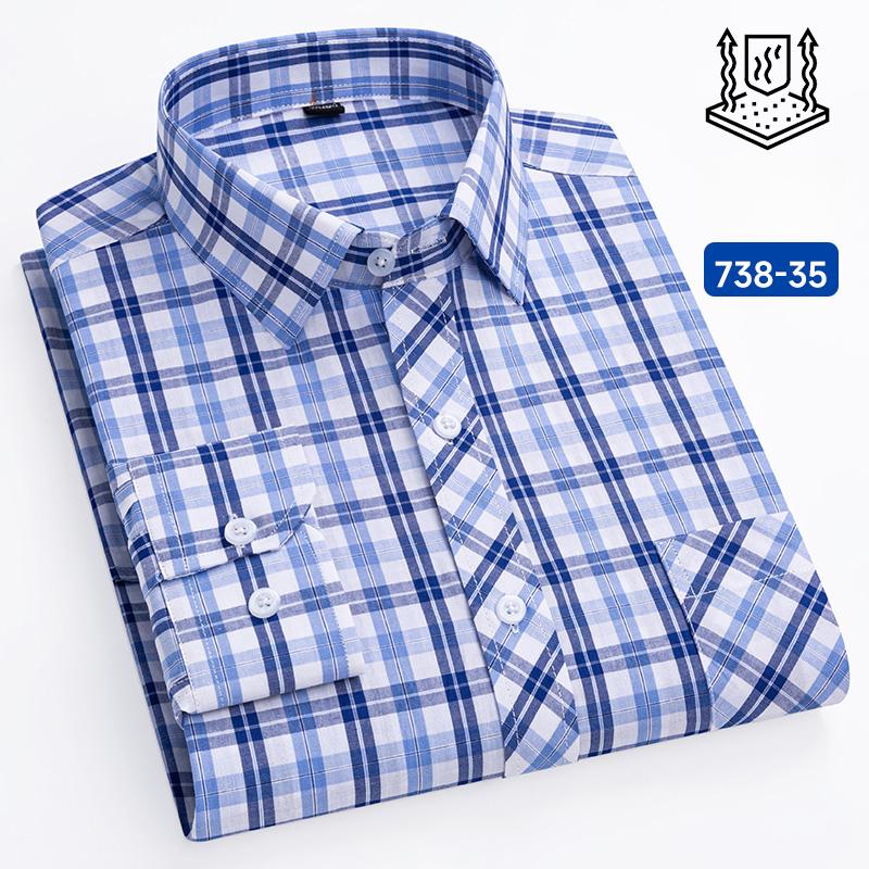 Neu im Hemd 100% Baumwolle Langarmhemden für Herren dünn slim fit formell einfarbiges Hemd karierte Designer-Oberteile Büro elegante Kleidung