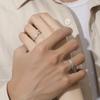 S925 Ping An Happy Couple Sterling Sølv Par Ringer Enkel og Lett Luksus Ins Spesialinteresse Design Avansert Ring