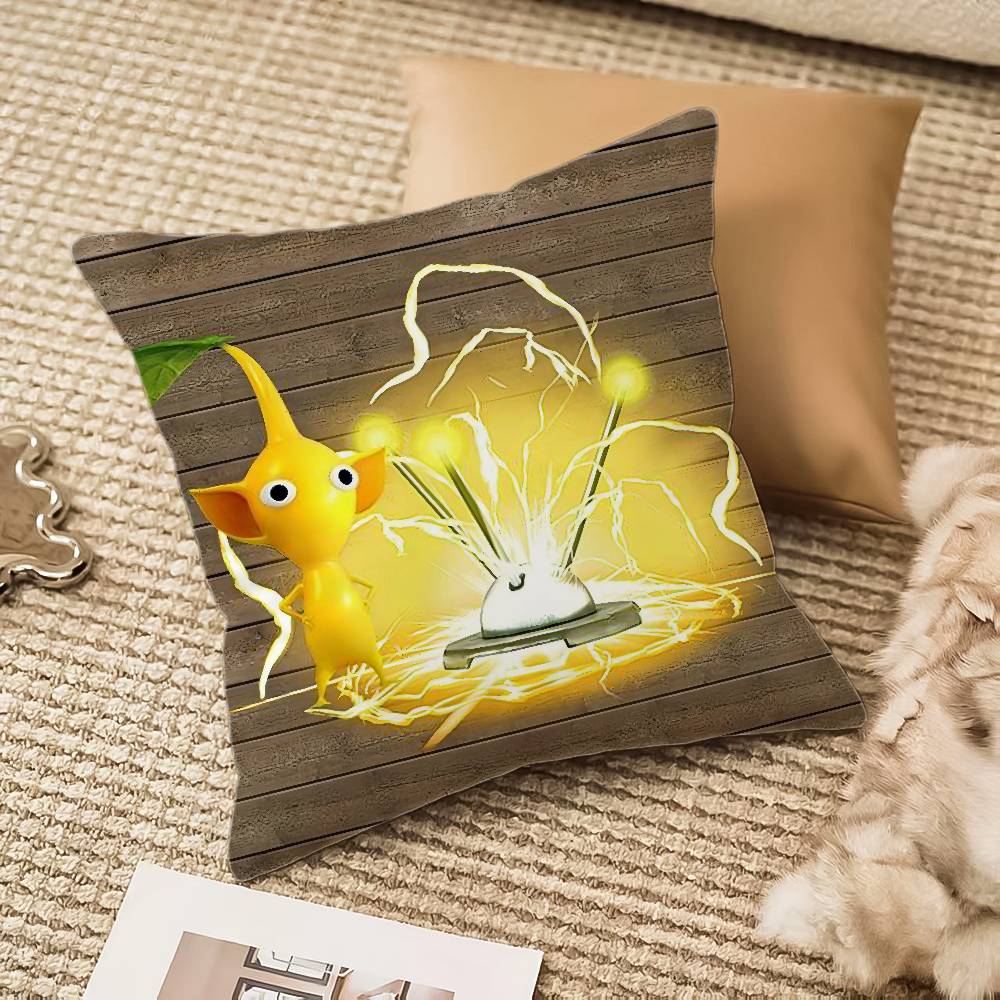 

Cartoon anime P-PIKMINS Pillow Case Silky elegant Comfort Sofa Bed Invisible zipper Beach pillowcase 12x12Inch