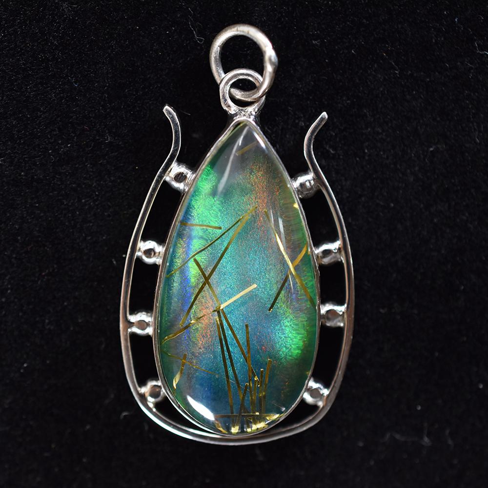 Natural Opal Pendant 36 ct Pear 925 Sterling Silver October Birthstone for Gem Collections