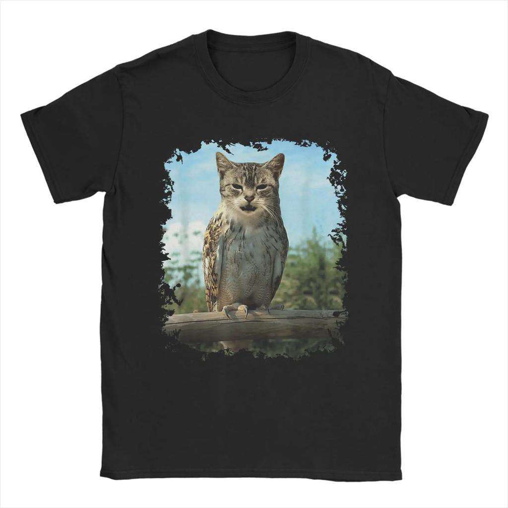 Damen Oberteile Lustig Entzückend Katze Eule Brainrot Meme Meowl Weihnachts T-Shirts Tolle T-Shirts Kurzarm Rundhals T-Shirt Unisex