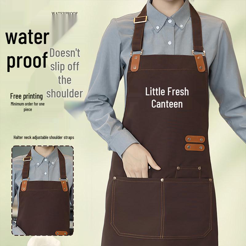 2026 Waterproof Canvas Apron with Logo for Men and Women In Catering and Restaurants