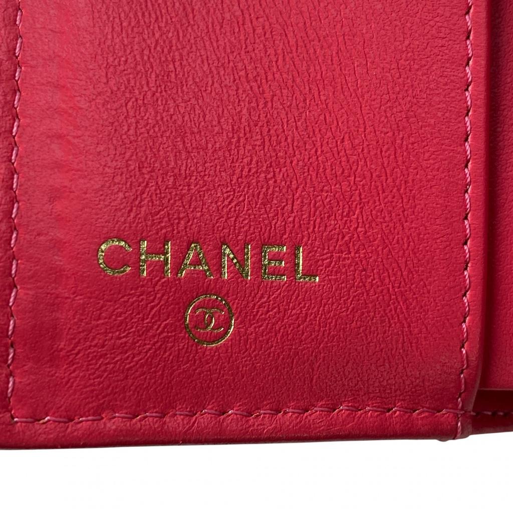 Used CHANELTri-fold Wallet Black/pink Leather Women