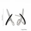 Copper Stud Earrings with Black CZ and Crisscross Design